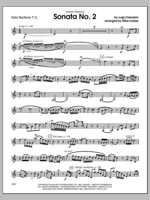Download Michael Forbes Sonata No. 2 - Solo Baritone T.C. Sheet Music