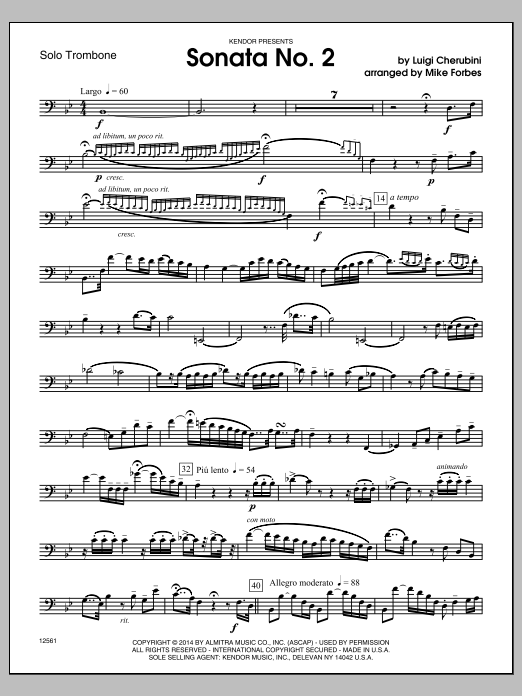 Download Cherubini/ Forbes Sonata No. 2 - Solo Trombone Sheet Music