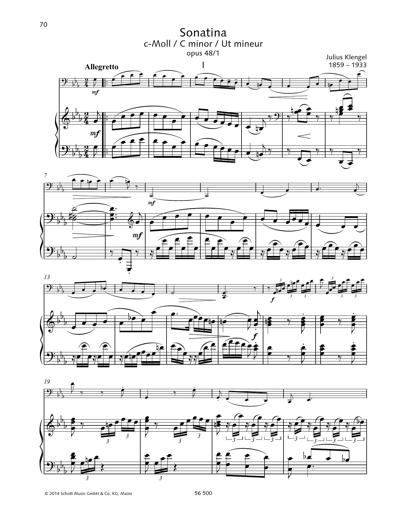 Download Julius Klengel Sonatina C minor Sheet Music