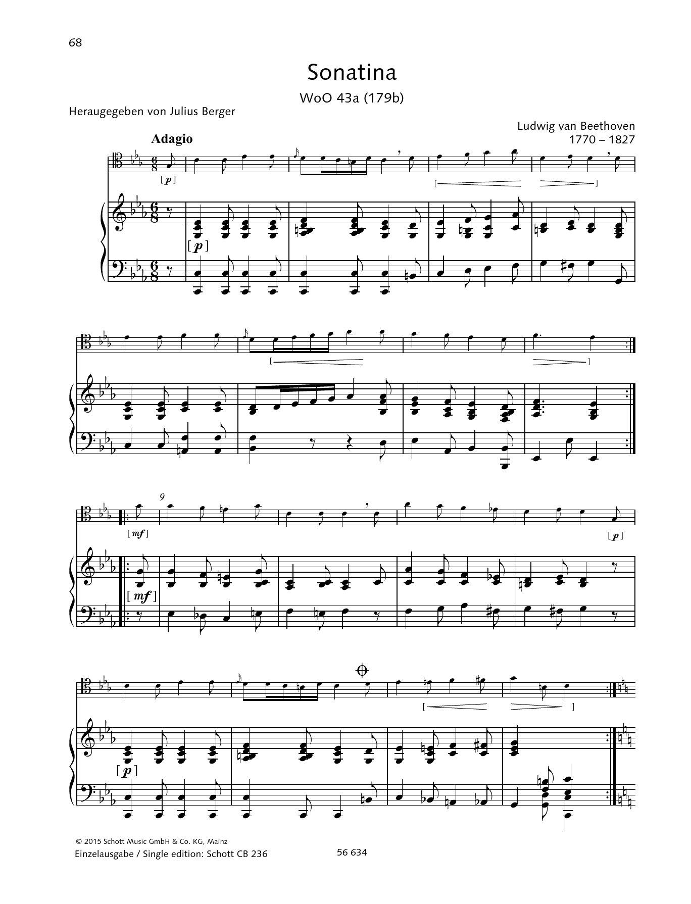 Download Ludwig van Beethoven Sonatina C minor WoO 43a Sheet Music