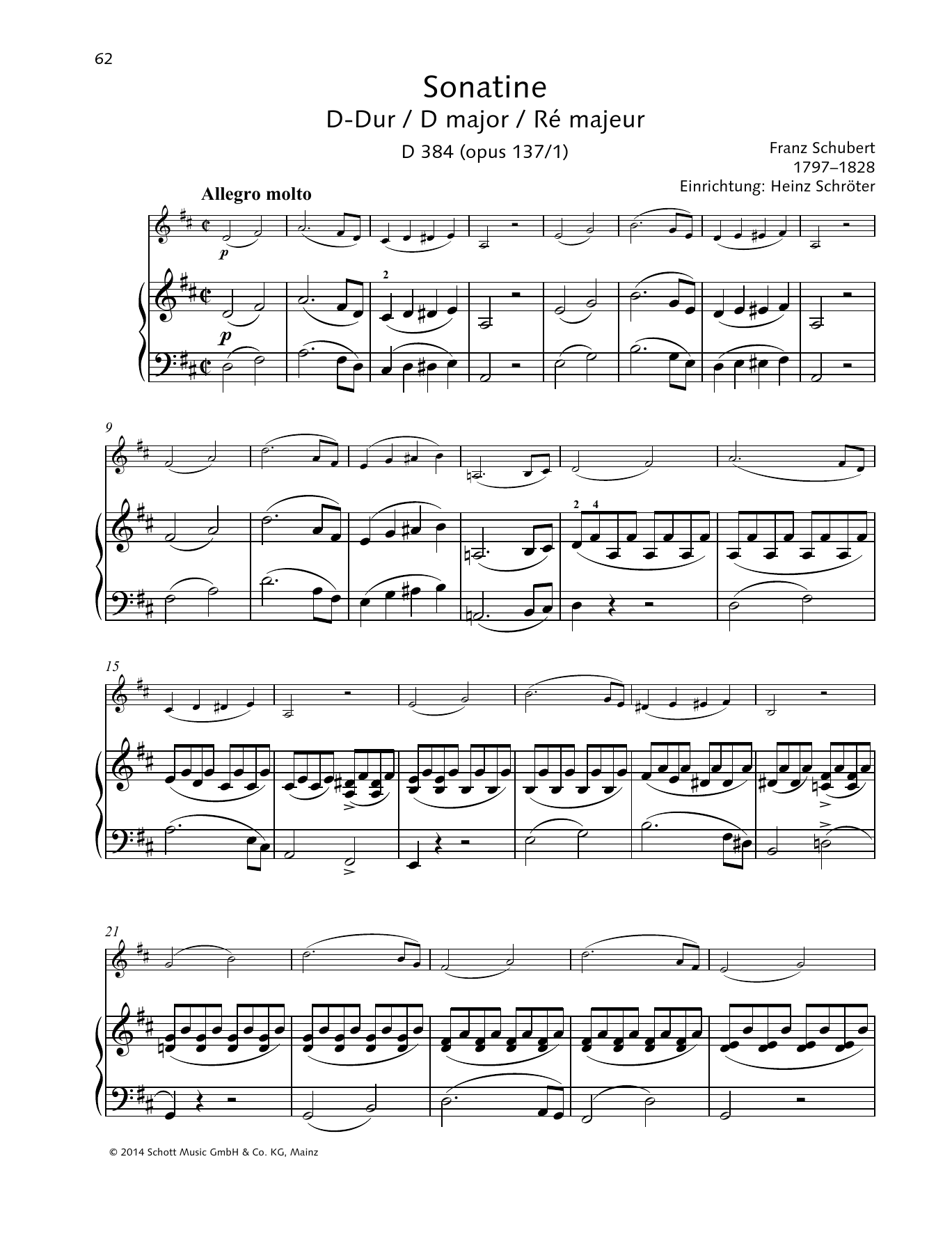 Download Franz Schubert Sonatina D major Sheet Music