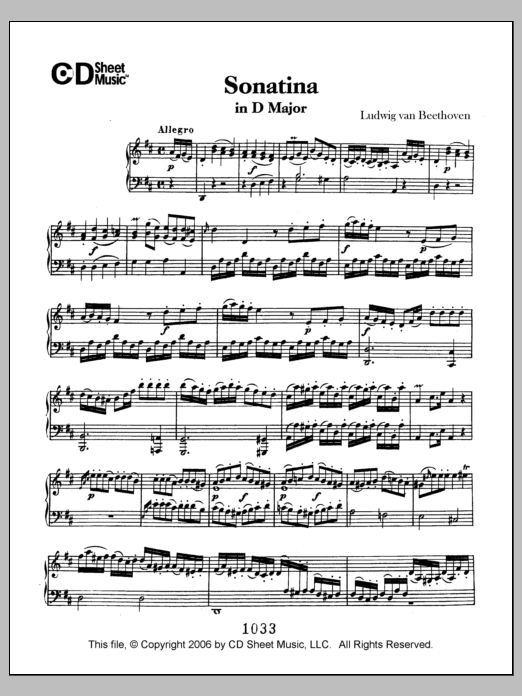 Download Ludwig van Beethoven Sonatina in D Major Sheet Music
