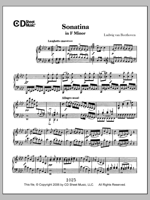 Download Ludwig van Beethoven Sonatina in F Minor Sheet Music