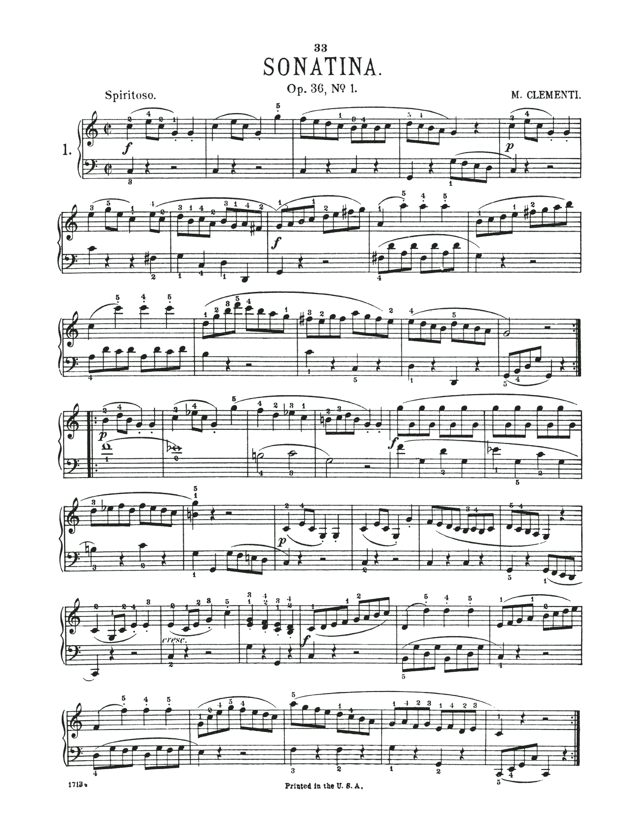 Download Muzio Clementi Sonatina In C Major, Op. 36, No. 1 Sheet Music
