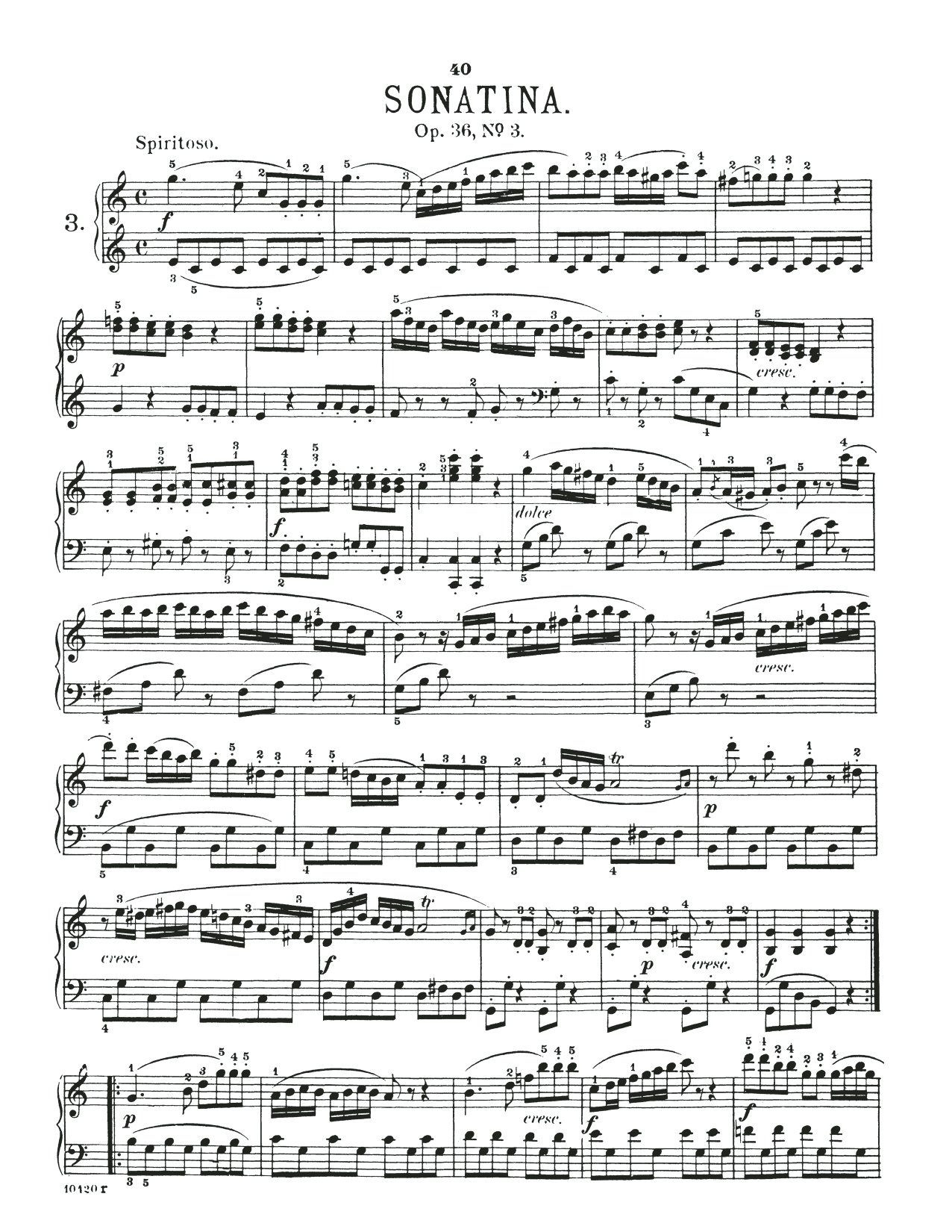 Download Muzio Clementi Sonatina In C Major, Op. 36, No. 3 Sheet Music