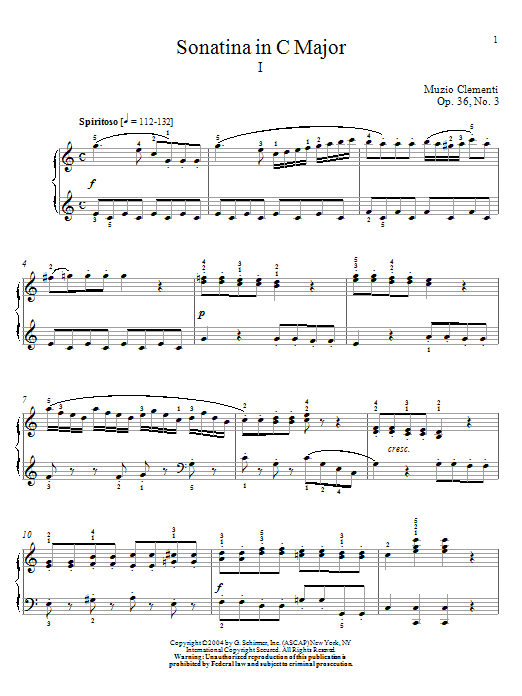 Download Muzio Clementi Sonatina in C Major, Op. 36, No. 3 Sheet Music