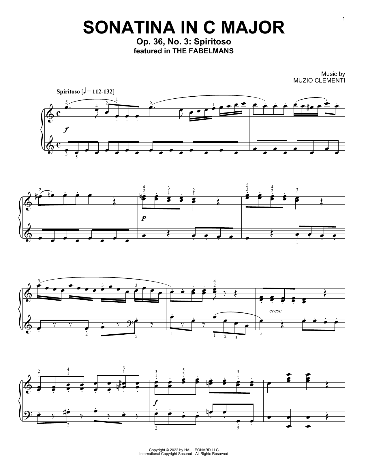 Download Muzio Clementi Sonatina In C Major (Op. 36, No. 3: Spi Sheet Music