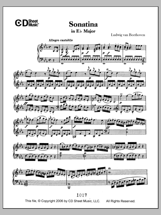 Download Ludwig van Beethoven Sonatina In E-flat Major Sheet Music