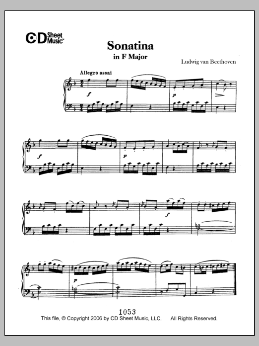 Download Ludwig van Beethoven Sonatina In F Major Sheet Music