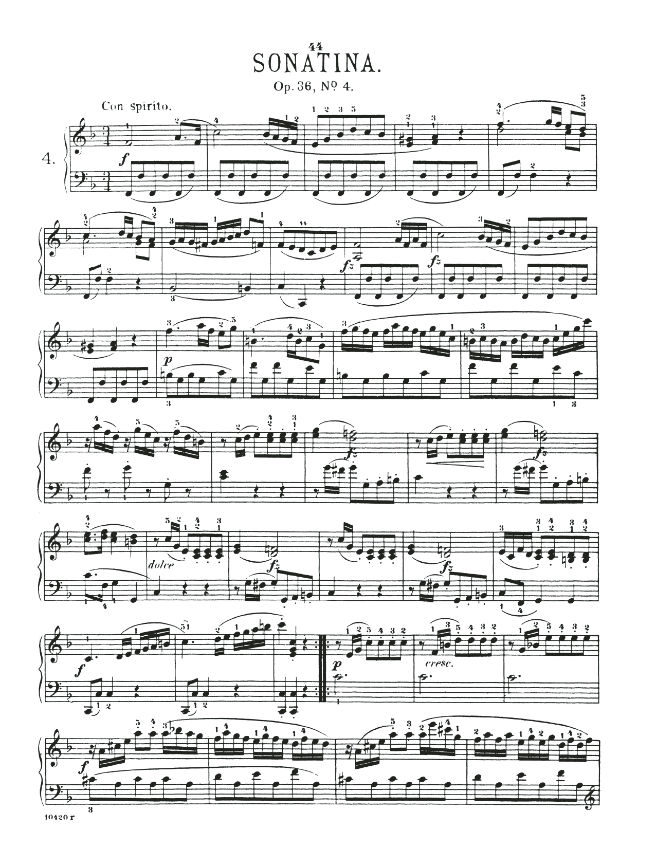 Download Muzio Clementi Sonatina In F Major, Op. 36, No. 4 Sheet Music