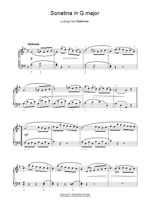 Download Ludwig van Beethoven Sonatina In G Major (First Movement) Sheet Music