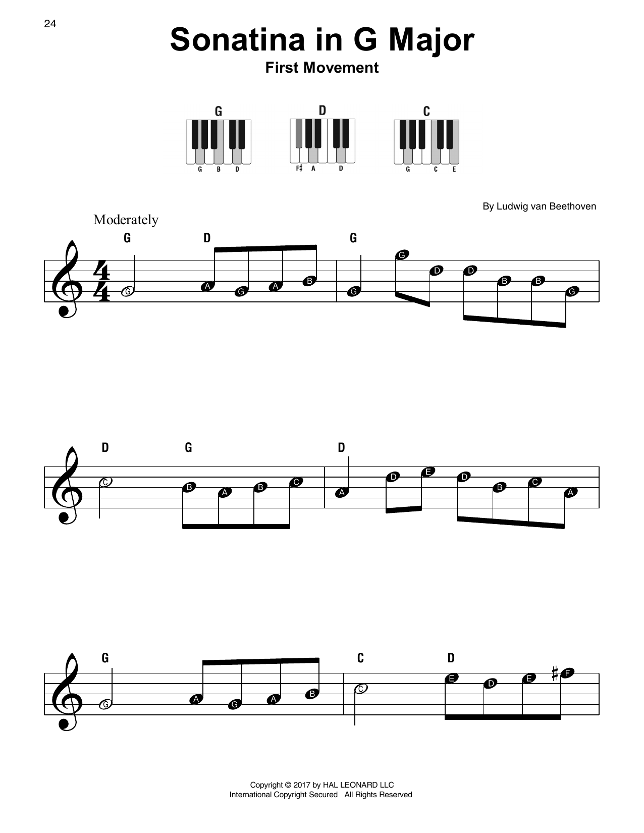 Download Ludwig van Beethoven Sonatina In G Major Sheet Music