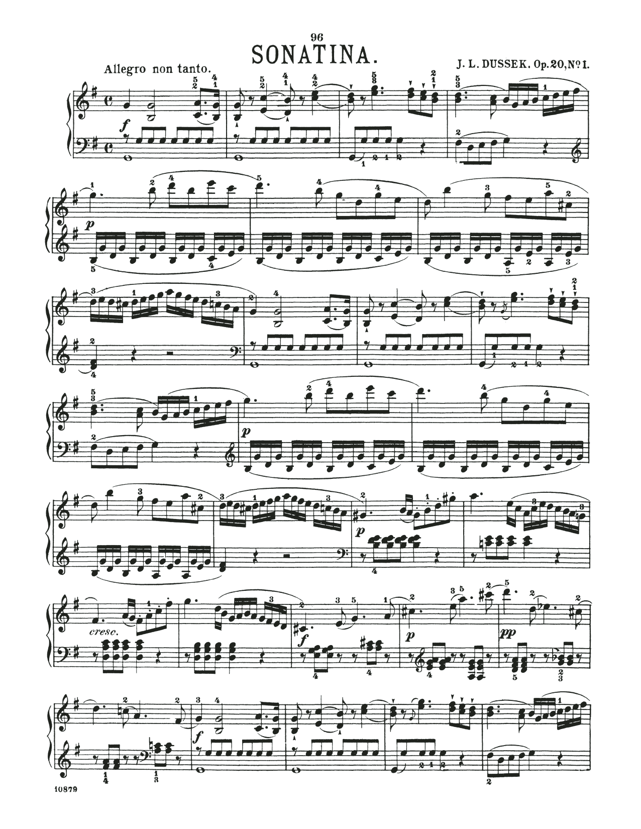 Download Jan Ladislaw Dussek Sonatina In G Major, Op. 20, No. 1 Sheet Music