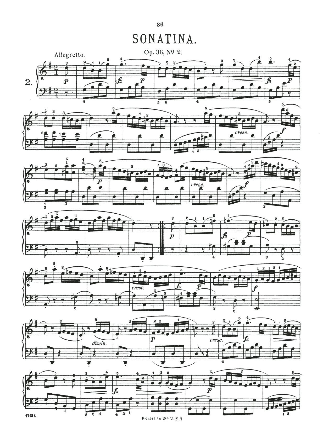 Download Muzio Clementi Sonatina In G Major, Op. 36, No. 2 Sheet Music