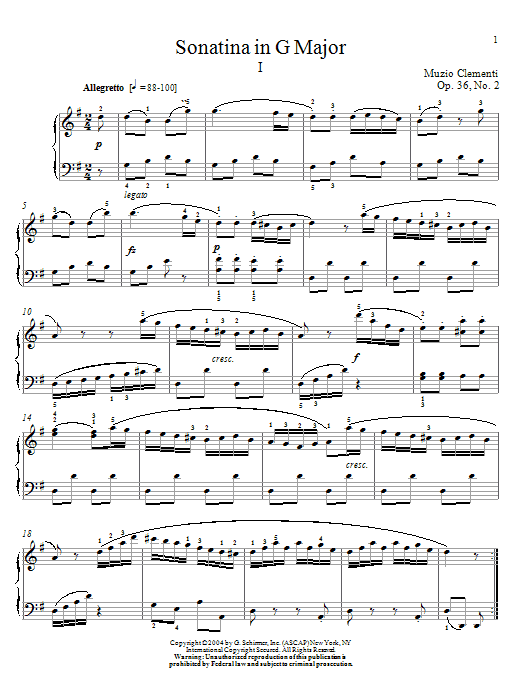 Download Muzio Clementi Sonatina In G Major, Op. 36, No. 2 Sheet Music