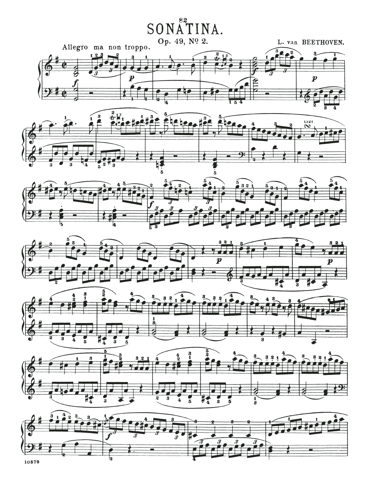 Download Ludwig van Beethoven Sonatina In G Major, Op. 49, No. 2 Sheet Music