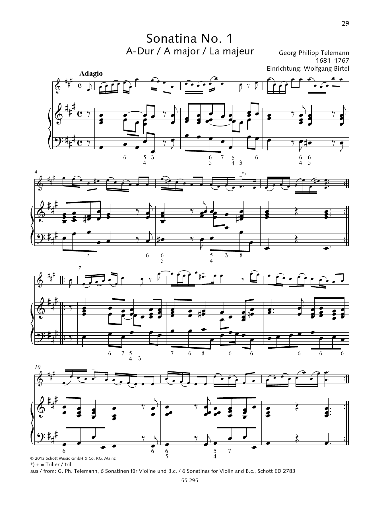 Download Georg Philipp Telemann Sonatina No. 1 Sheet Music
