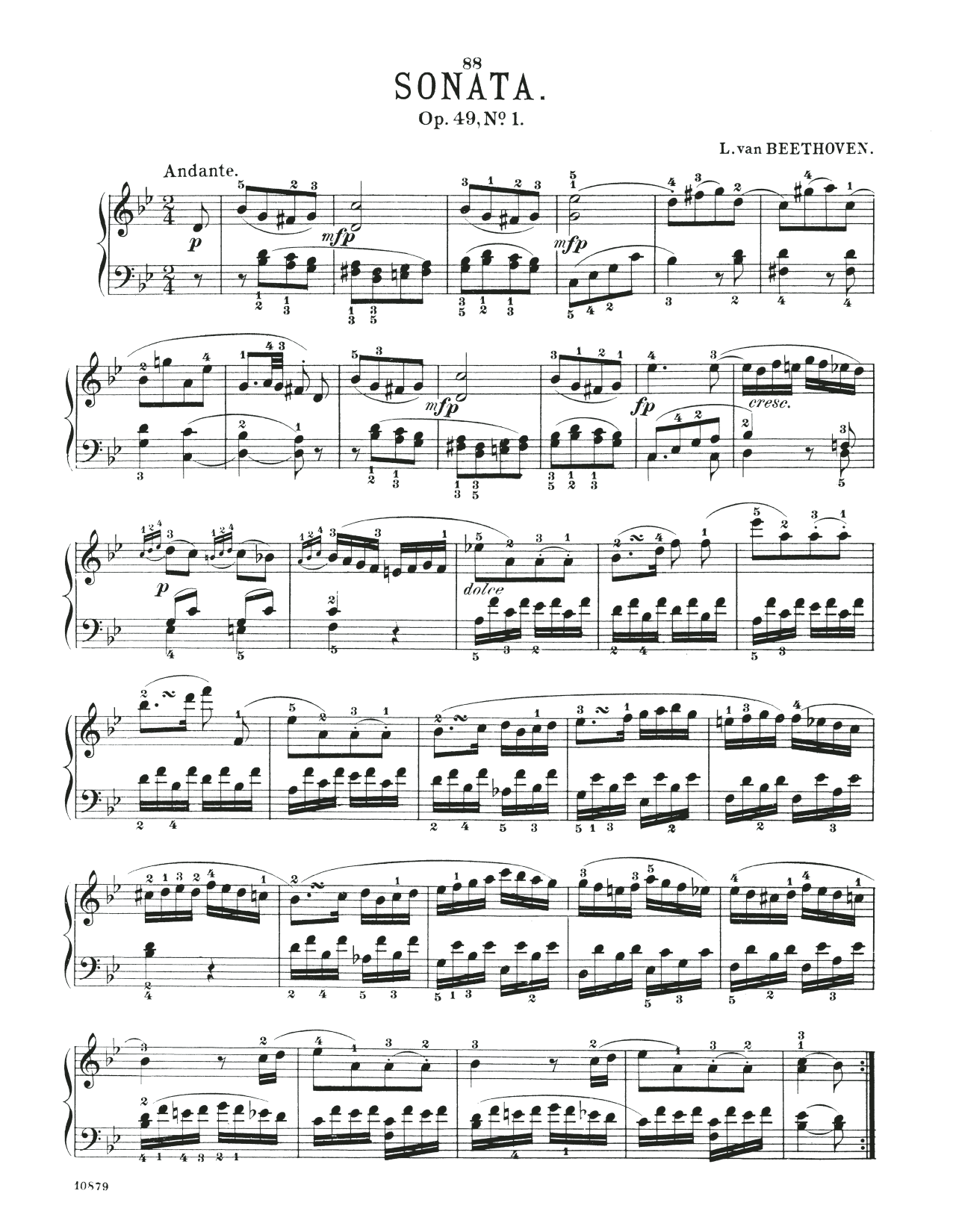 Download Ludwig van Beethoven Sonatina, Op. 49, No. 1 Sheet Music