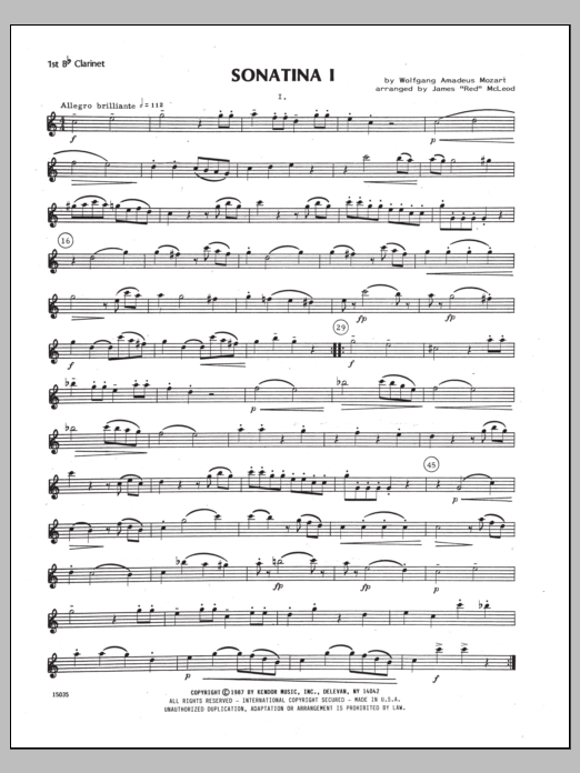 Download James Mcleod Sonatina I - 1st Bb Clarinet Sheet Music