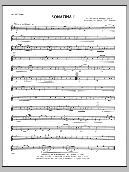 Download James Mcleod Sonatina I - 2nd Bb Clarinet Sheet Music