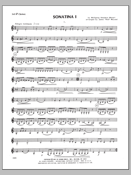 Download James Mcleod Sonatina I - 3rd Bb Clarinet Sheet Music