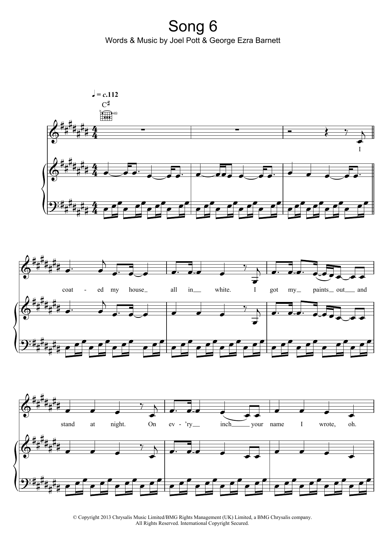 Download George Ezra Song 6 Sheet Music