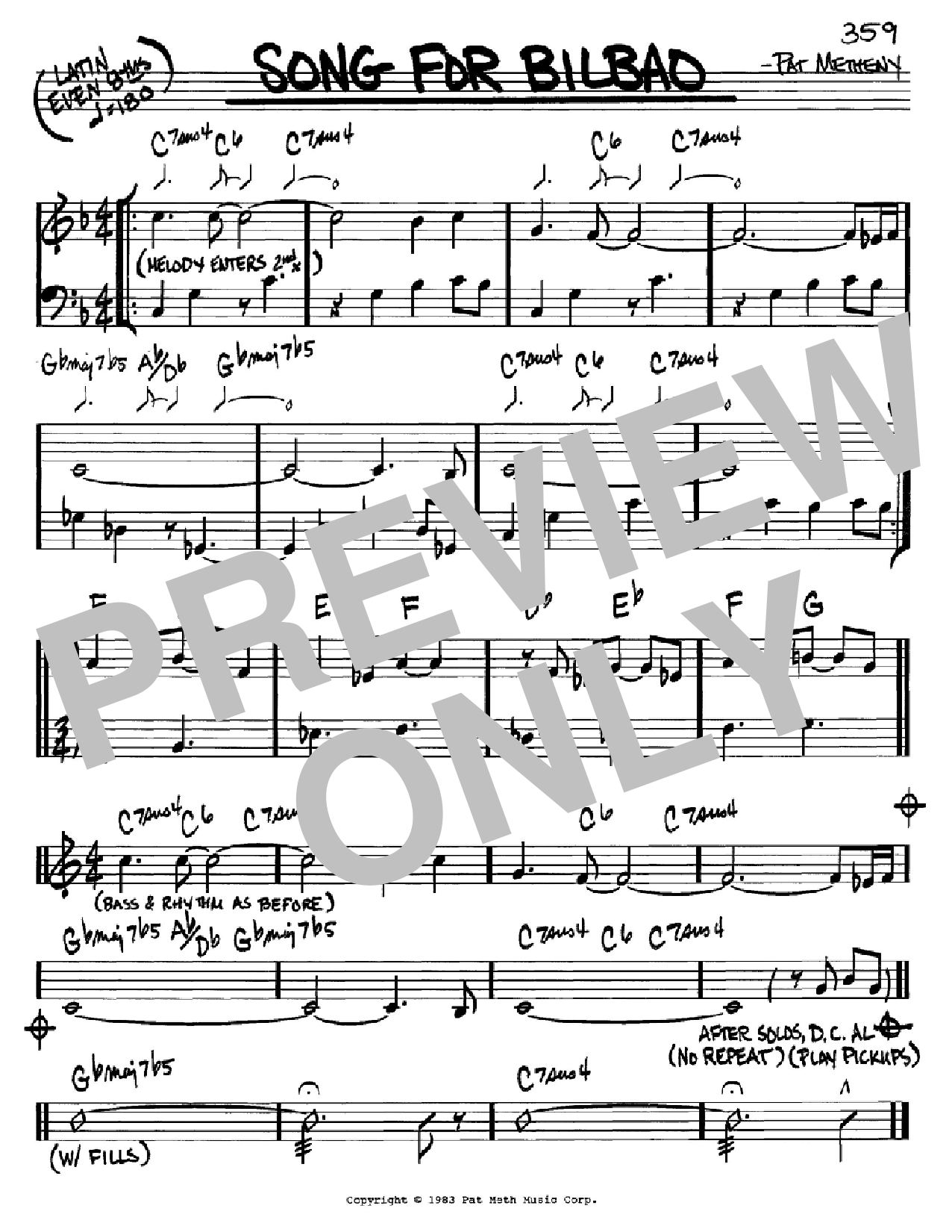 Download Pat Metheny Song For Bilbao Sheet Music