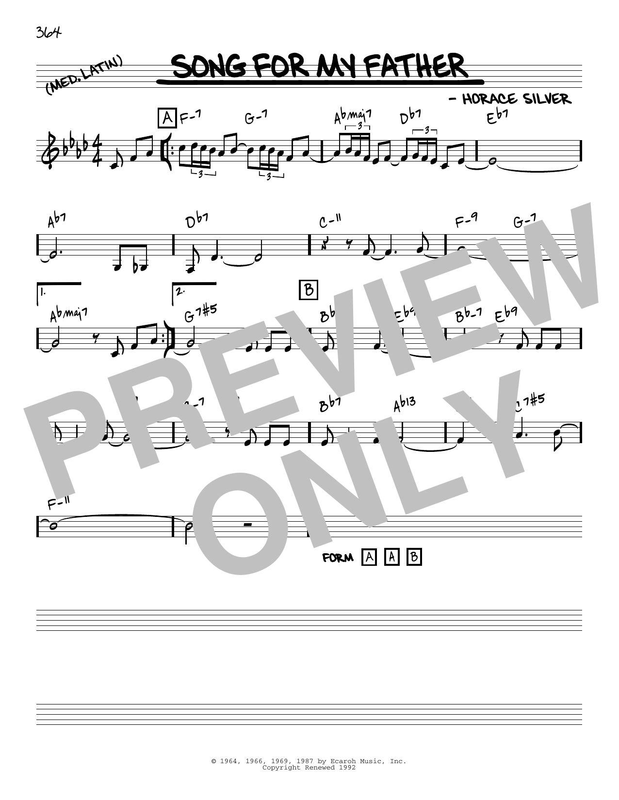 Download Horace Silver Song For My Father (arr. Jack Grassel) Sheet Music