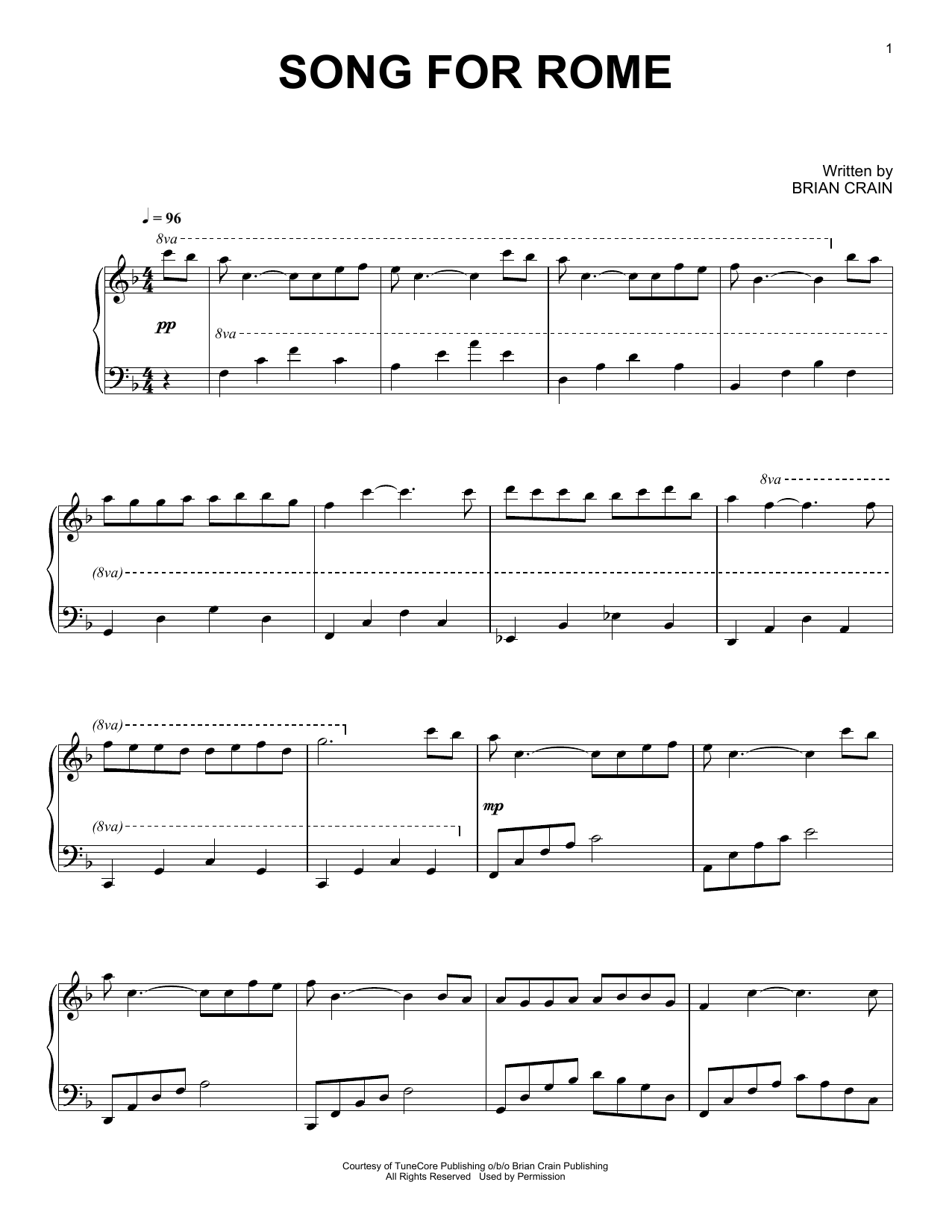 Download Brian Crain Song For Rome Sheet Music