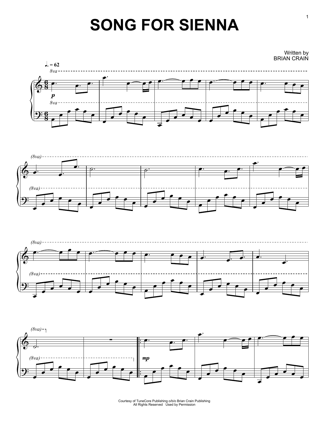 Download Brian Crain Song For Sienna Sheet Music