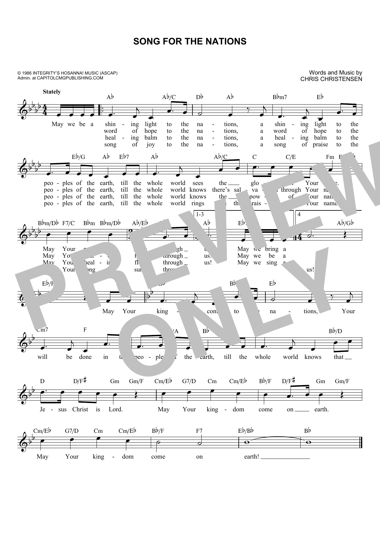 Download Chris Christensen Song For The Nations Sheet Music