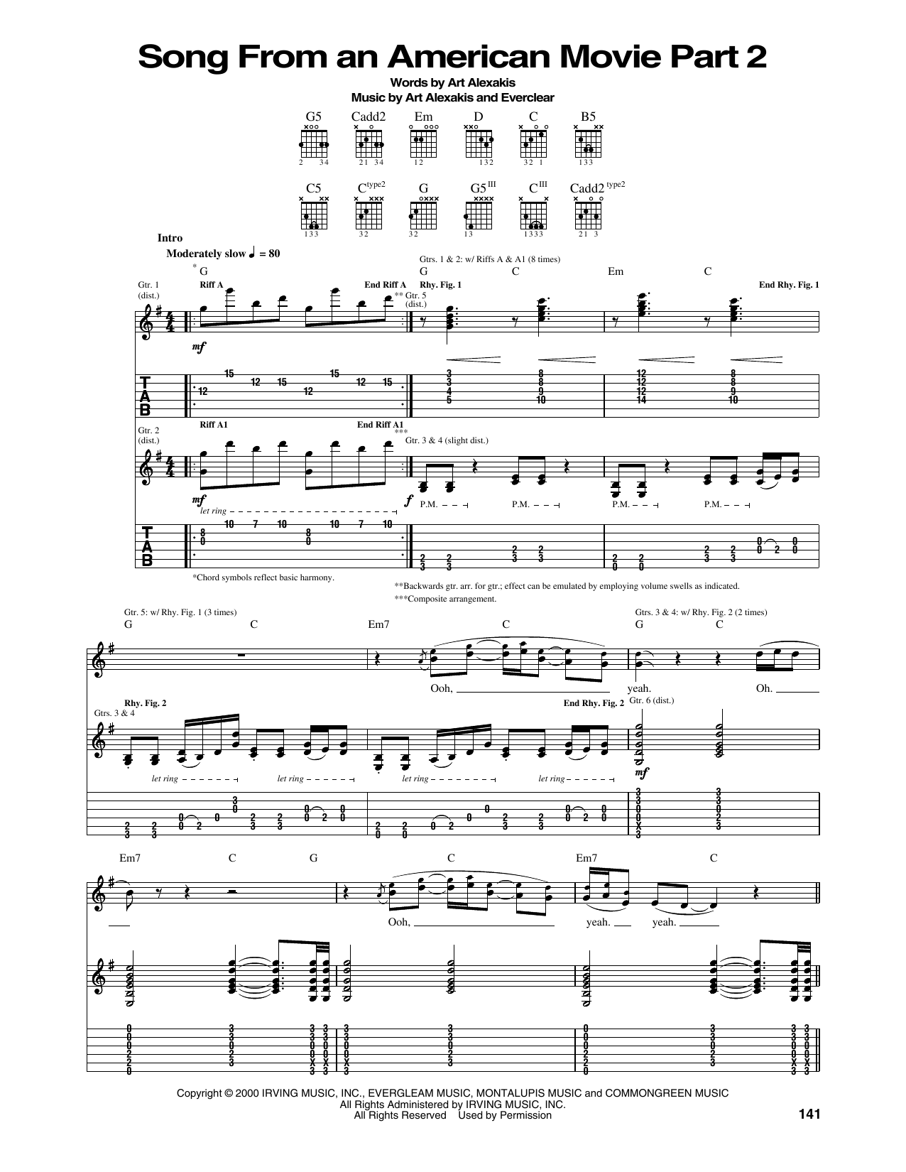 Download Everclear Song From An American Movie Part 2 Sheet Music
