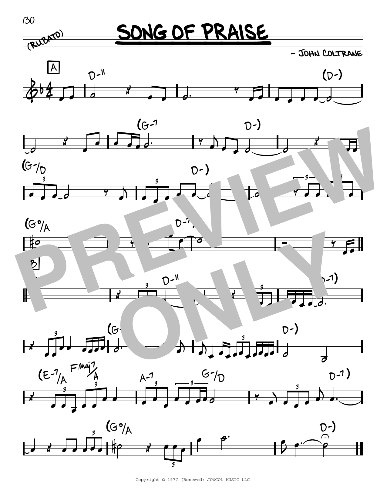 Download John Coltrane Song Of Praise Sheet Music