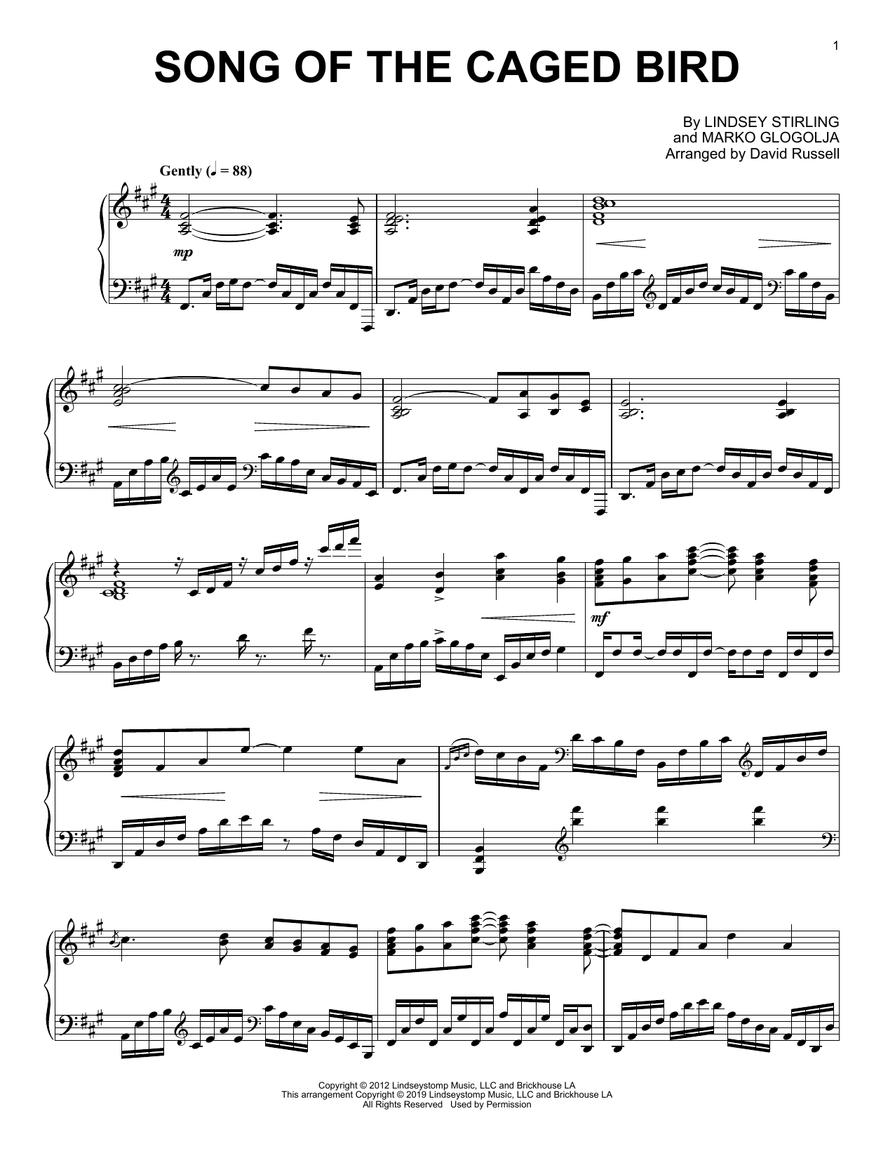 Download Lindsey Stirling Song Of The Caged Bird Sheet Music