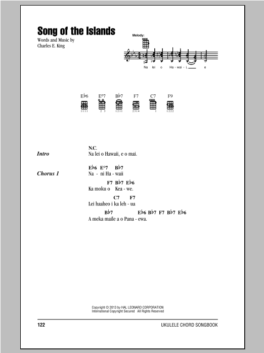 Download Charles E. King Song Of The Islands Sheet Music