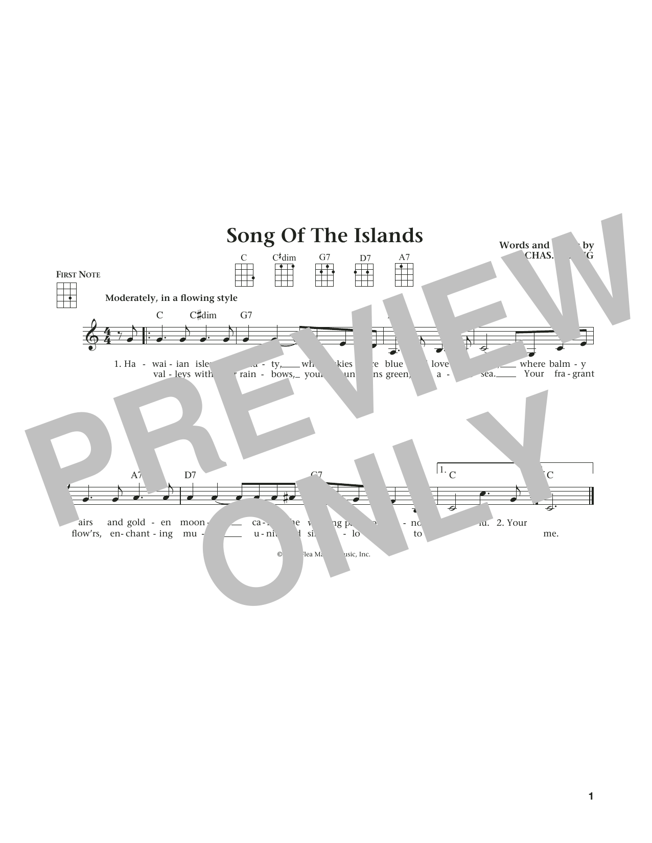 Download Charles E. King Song Of The Islands (from The Daily Uku Sheet Music