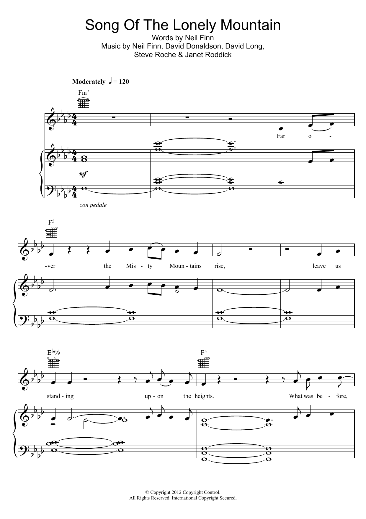 Download Neil Finn Song Of The Lonely Mountain (from The H Sheet Music