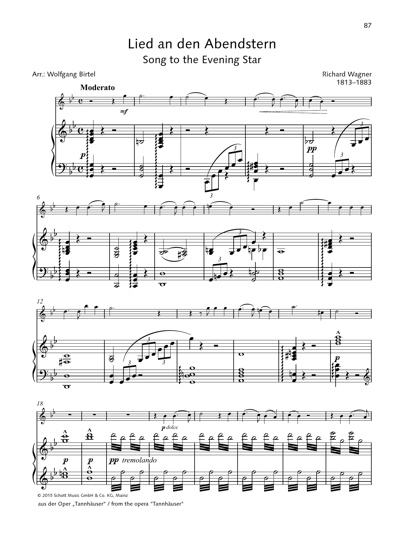 Download Richard Wagner Song To The Evening Star Sheet Music