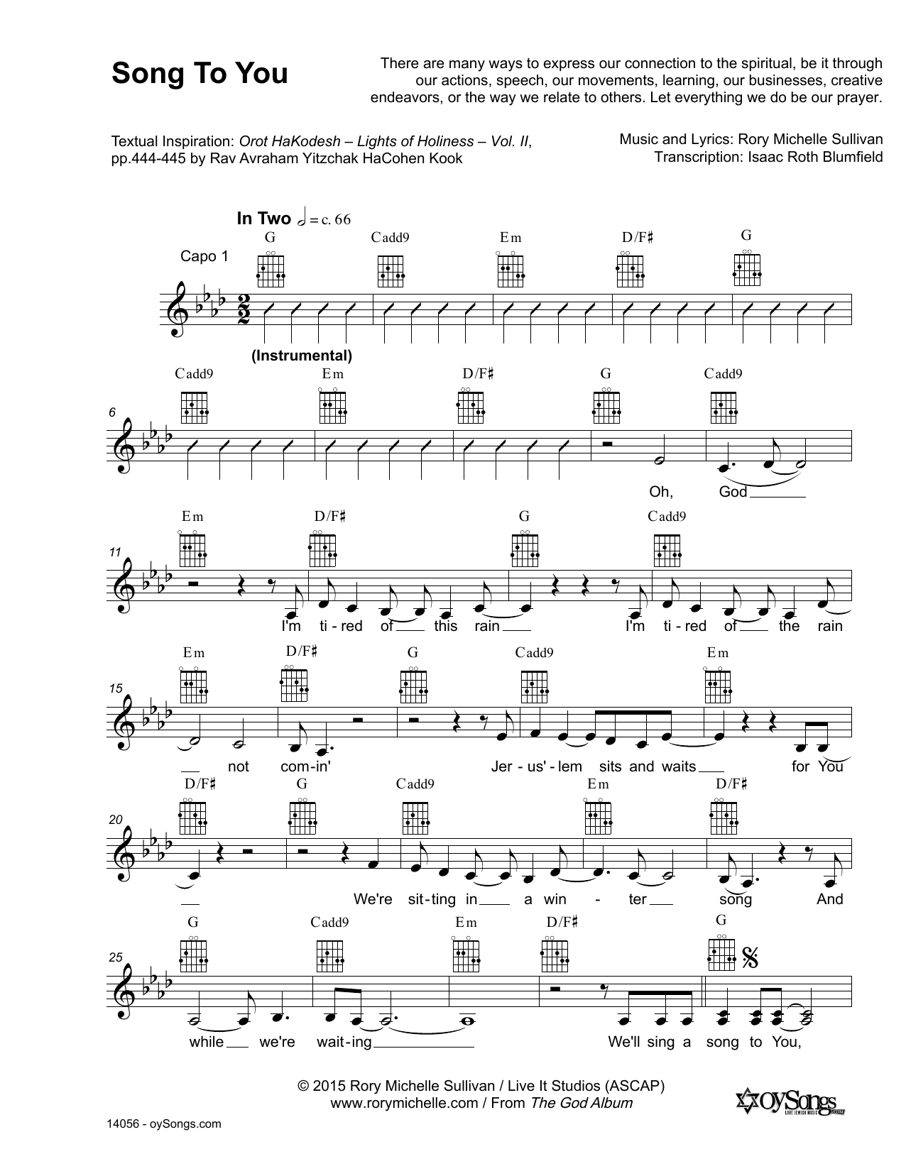 Download Rory Michelle Sullivan Song To You Sheet Music