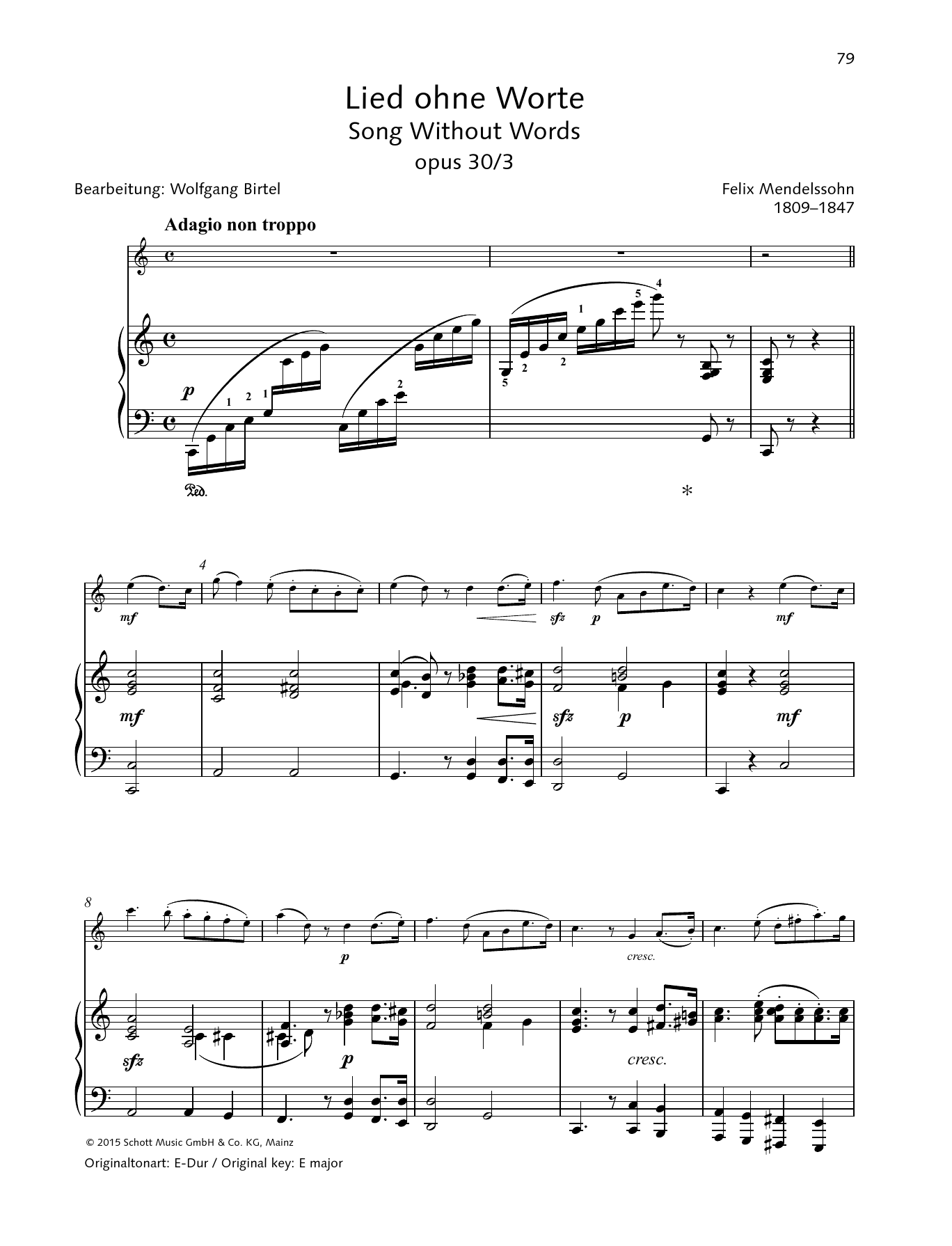 Download Felix Mendelssohn Bartholdy Song Without Words Sheet Music