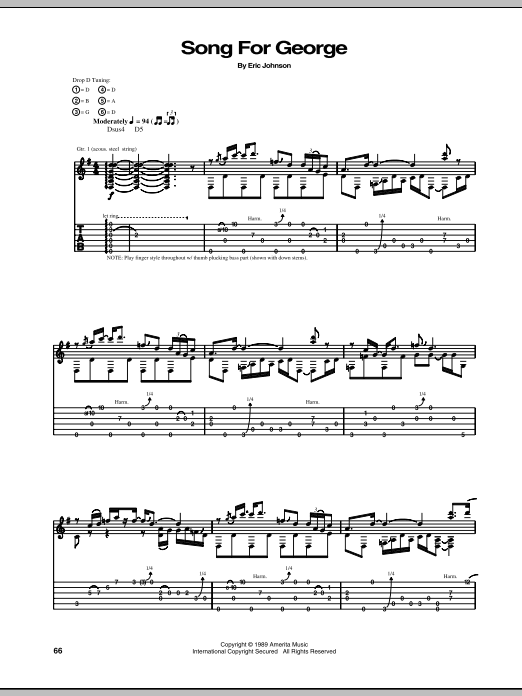 Download Eric Johnson Song For George Sheet Music