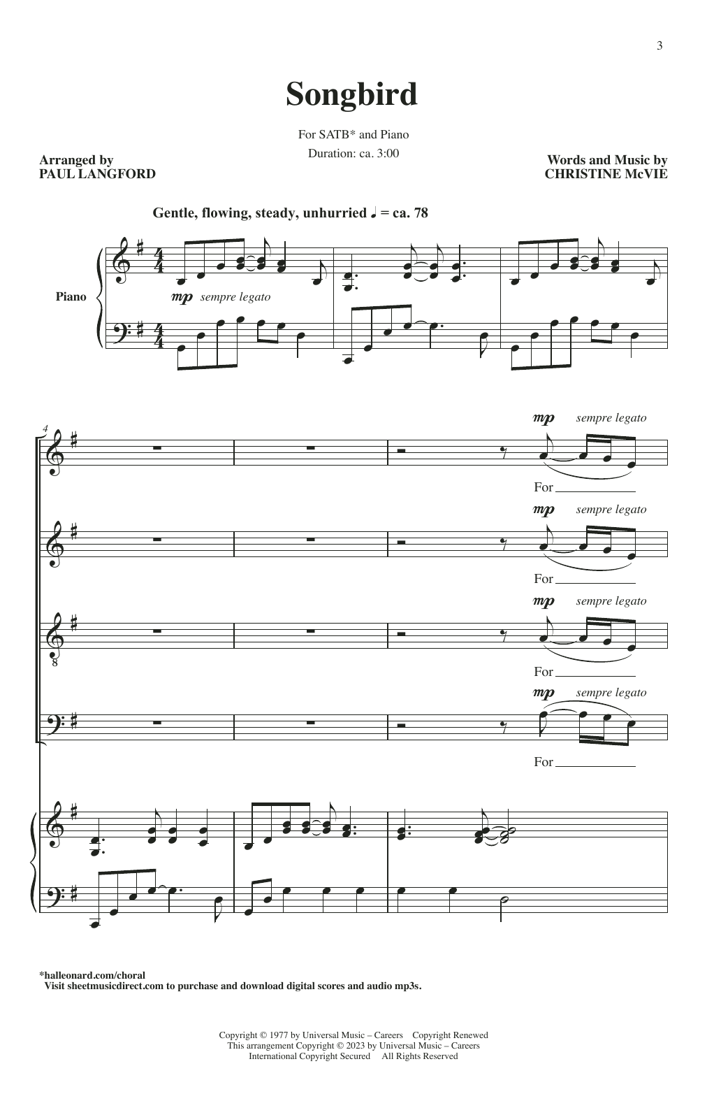 Download Eva Cassidy Songbird (arr. Paul Langford) Sheet Music