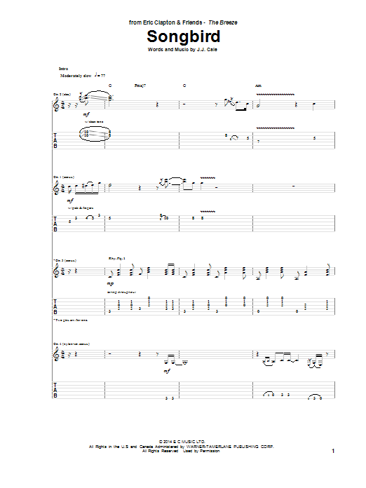 Download Eric Clapton Songbird Sheet Music