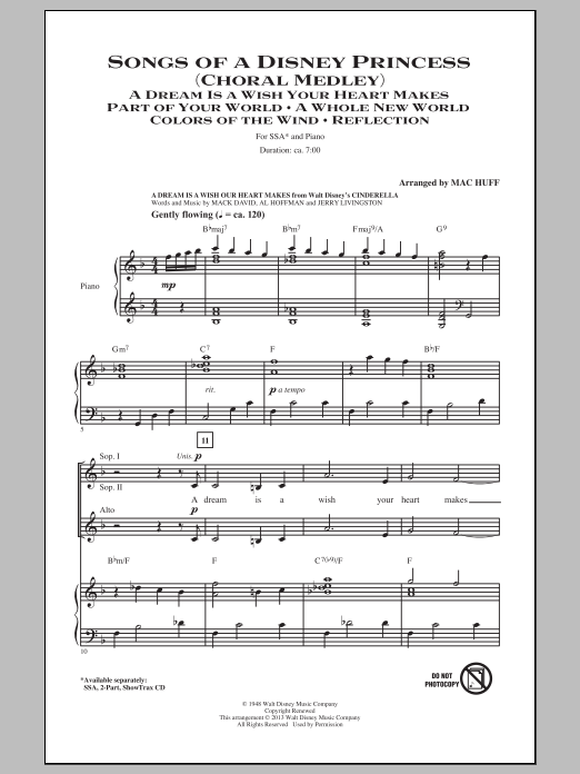 Download Mac Huff Songs of a Disney Princess (Choral Medl Sheet Music
