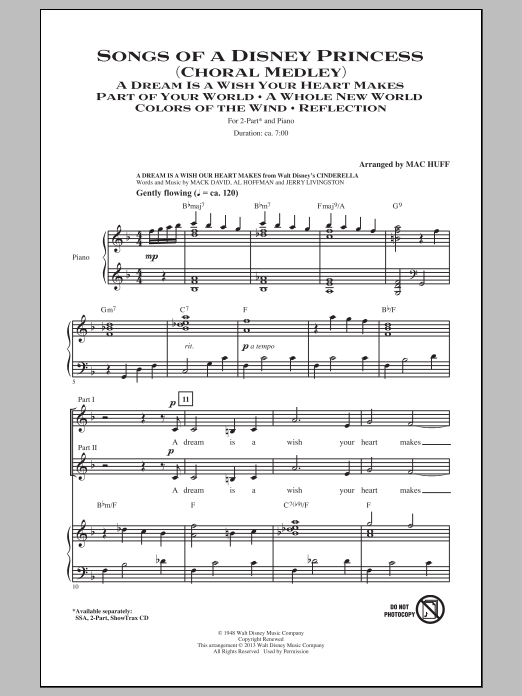 Download Mac Huff Songs of a Disney Princess (Choral Medl Sheet Music
