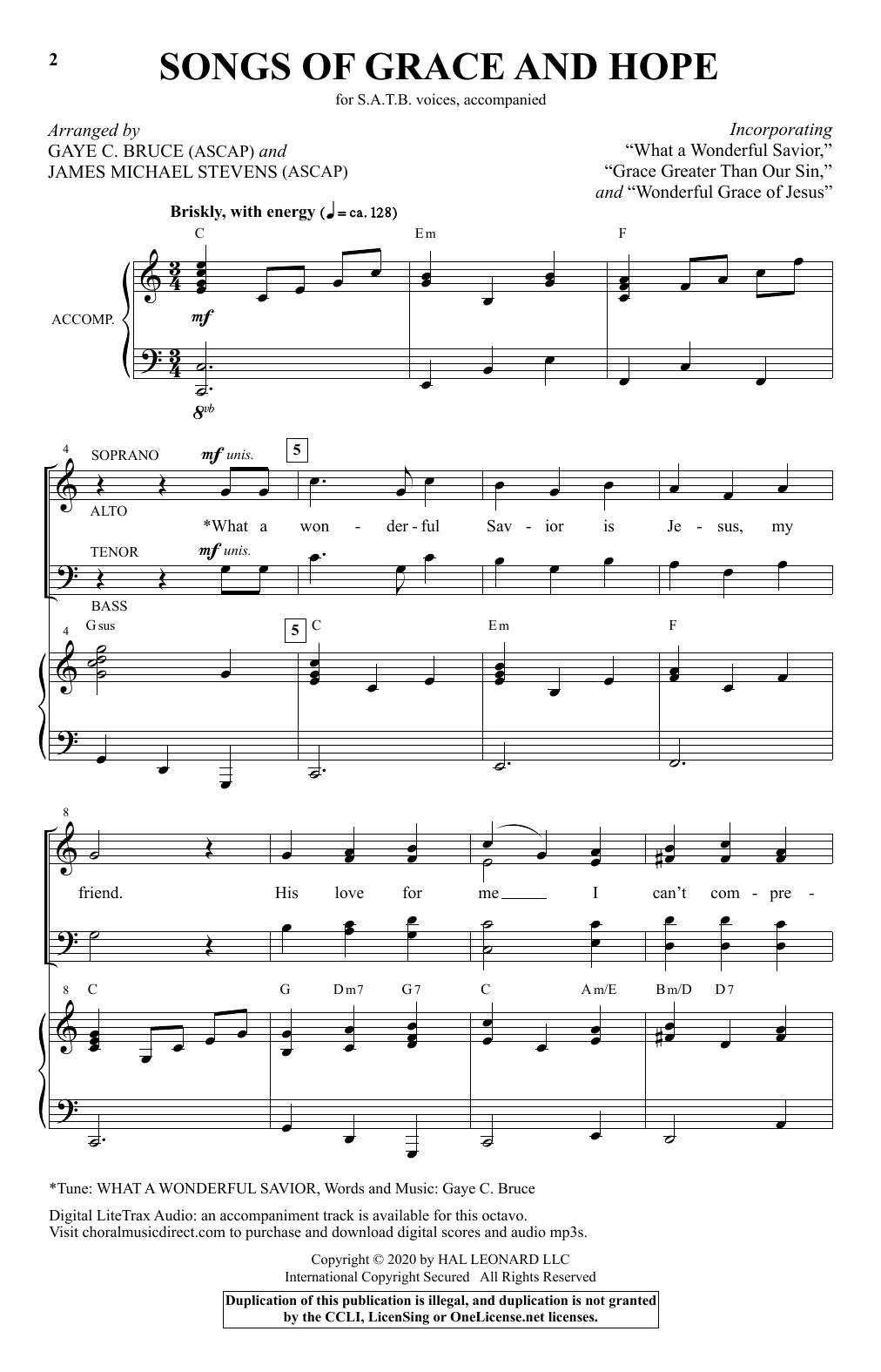 Download Gaye C. Bruce and James Michael Stev Songs of Grace and Hope Sheet Music