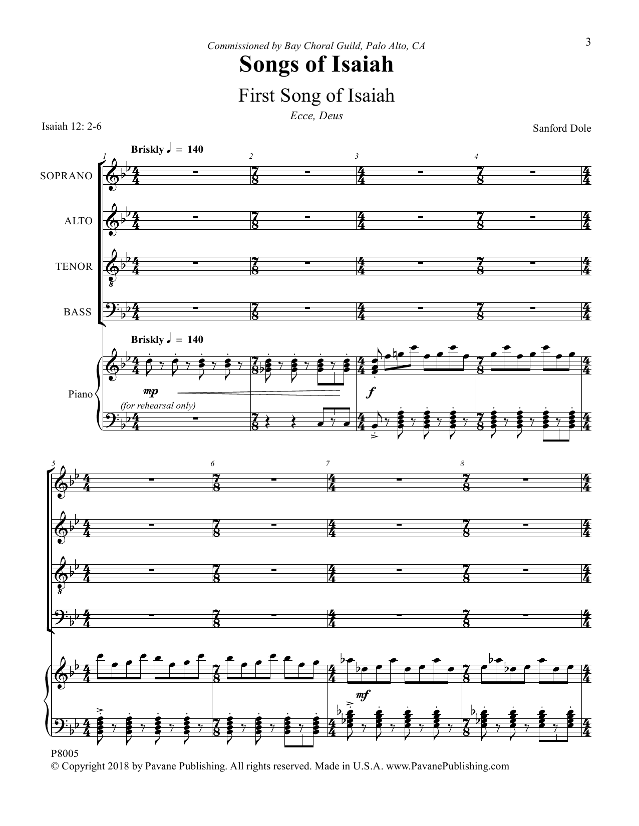Download Sanford Dole Songs of Isaiah Sheet Music