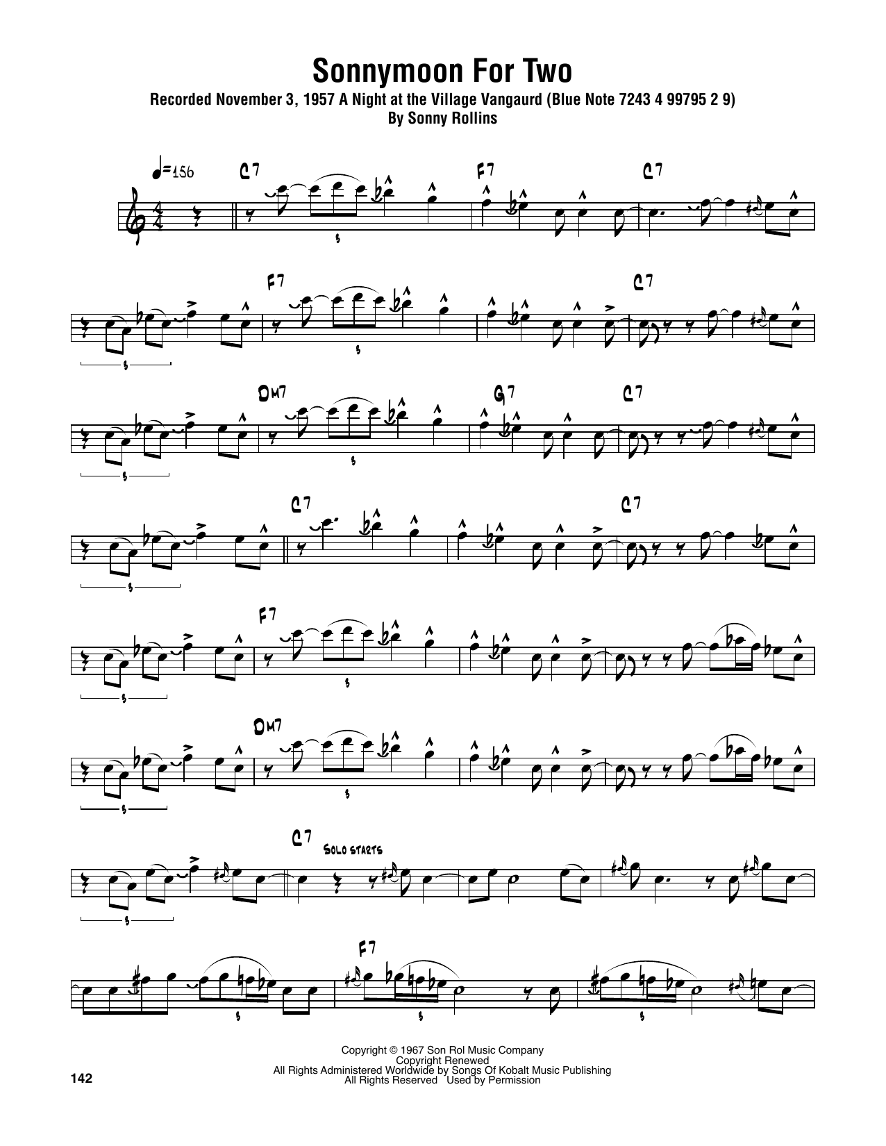 Download Sonny Rollins Sonnymoon For Two Sheet Music