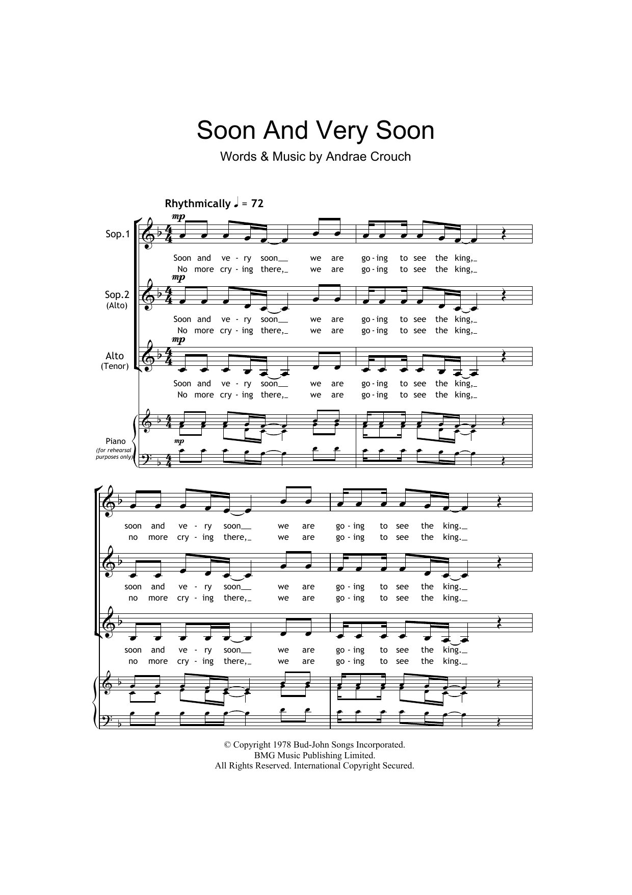 Download Andraé Crouch Soon And Very Soon (arr. Barrie Carson Sheet Music