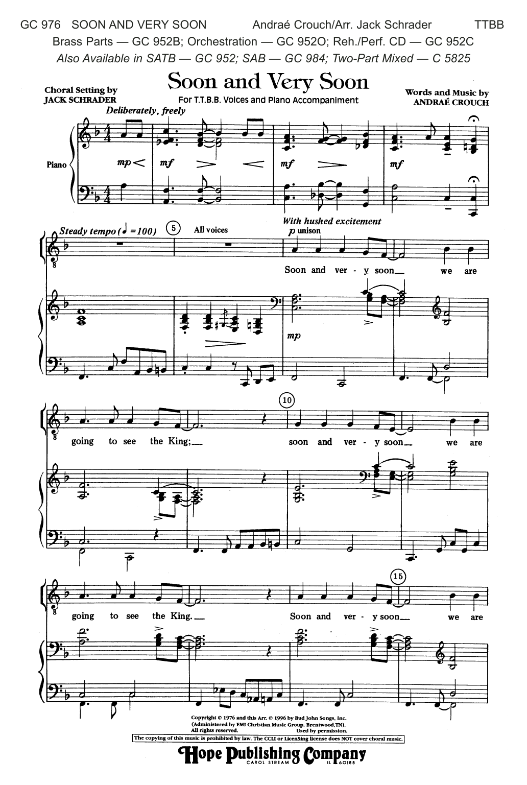 Download Andraé Crouch Soon and Very Soon (arr. Jack Schrader) Sheet Music